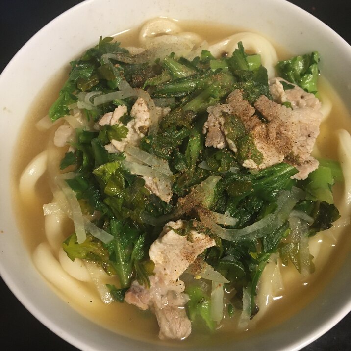 大根、春菊、肉うどん